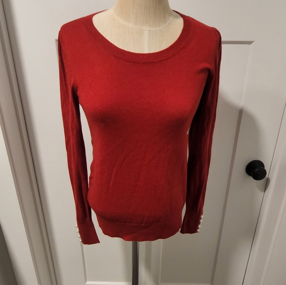 Loft scoop neck sweater with pearl detail